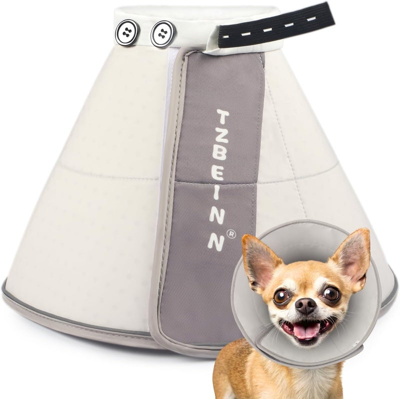 TZBEINN Soft Small Dog Cone Collar Alternative, Comfortable Elizabethan Dog Neck Pillow Cone for Small Dogs (Yorkshire Chihuahua), Protective Adjustable Head Recovery Cone After Surgery Anti Licking for Pup - Image 1